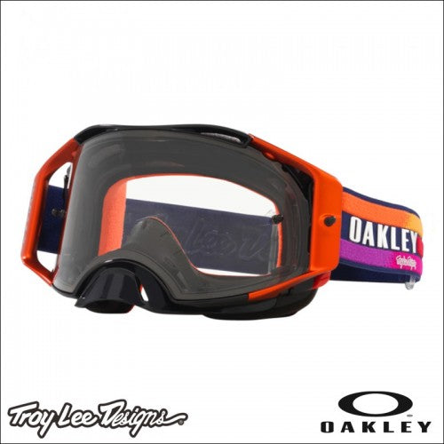 Maschera Motocross/Enduro Oakley Airbrake MX TLD Navy Sunrise - Clear