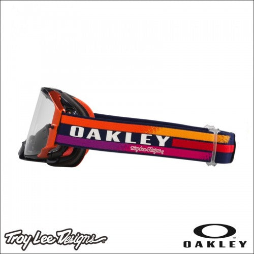 Maschera Motocross/Enduro Oakley Airbrake MX TLD Navy Sunrise - Clear