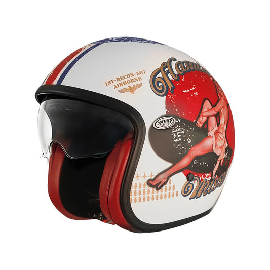 Casco Jet Costum Vintage Premier Pin Up